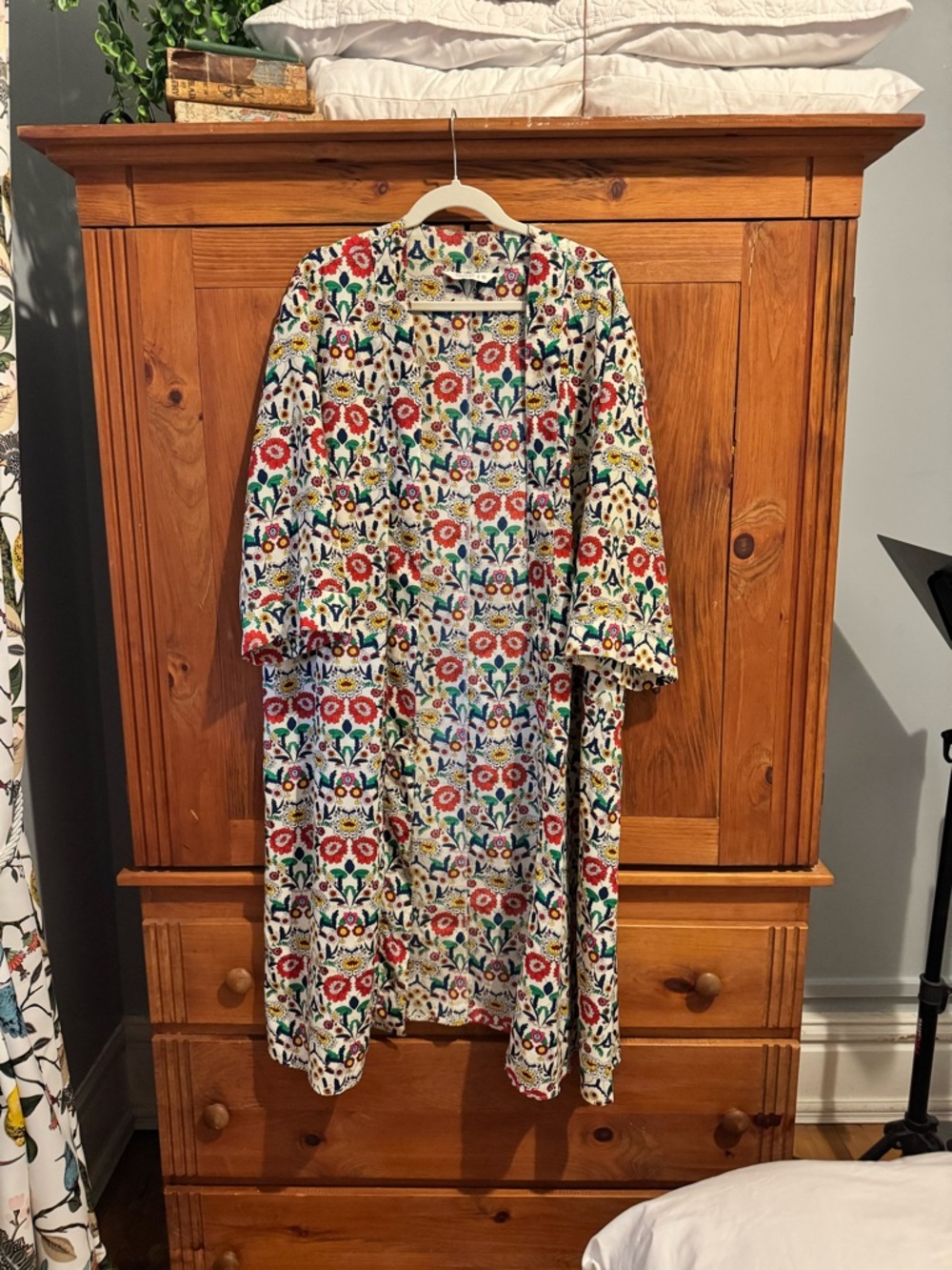 Floral Print Open Front Women’s Kimono Robe - Multi